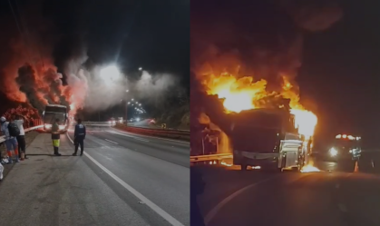 Vídeo: ônibus com torcedores do Cruzeiro pega fogo após jogo em MG