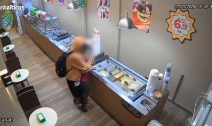 Vídeo: Homem é preso após roubar e agredir funcionária de sorveteria em SC