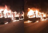 Ônibus é incendiado com passageiros durante protesto em Parelheiros (SP)