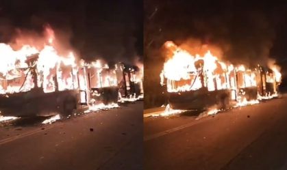 Ônibus é incendiado com passageiros durante protesto em Parelheiros (SP)