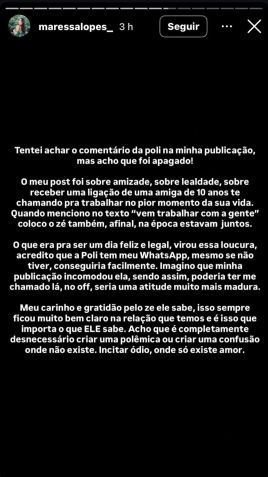 Maressa Lopes se pronunciou após suposta crítica de Poliana • Instagram/Maressa Lopes