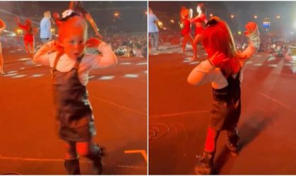 Maria Flor dança em palco de show do avô Leonardo; assista