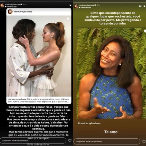 Marina Ruy Barbosa compartilhou declaração de aniversário para Gloria Maria, que completaria 76 anos nesta sexta (15) • Instagram/Marina Ruy Barbosa