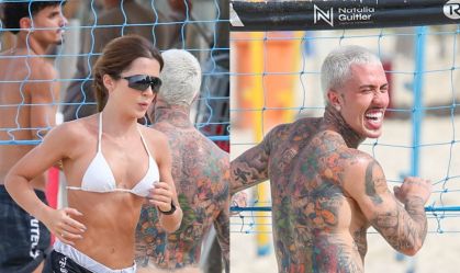Jade Picon e MC Daniel jogam futevôlei juntos em praia do Rio; veja