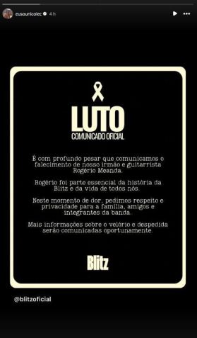 Vocal Nicole Cyrne compartilhou nota de luto pela morte de Rogério Meanda • Instagram/Nicole Cyrne