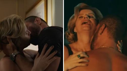 Odete Roitman (Debora Bloch) vai para cama com César Ribeiro (Cauã Reymond)