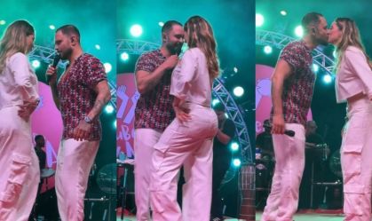Paolla Oliveira dá show de samba em apresentação de Diogo Nogueira; veja