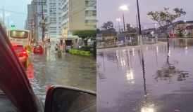 Fortes chuvas atingem Baixada Santista (SP) e causam alagamentos