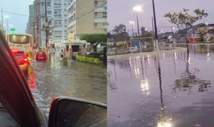 Fortes chuvas atingem Baixada Santista (SP) e causam alagamentos