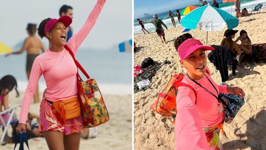 Raquel Acioli volta a vender sanduíches naturais na praia • Reprodução/Globoplay/Instagram/Taís Araújo