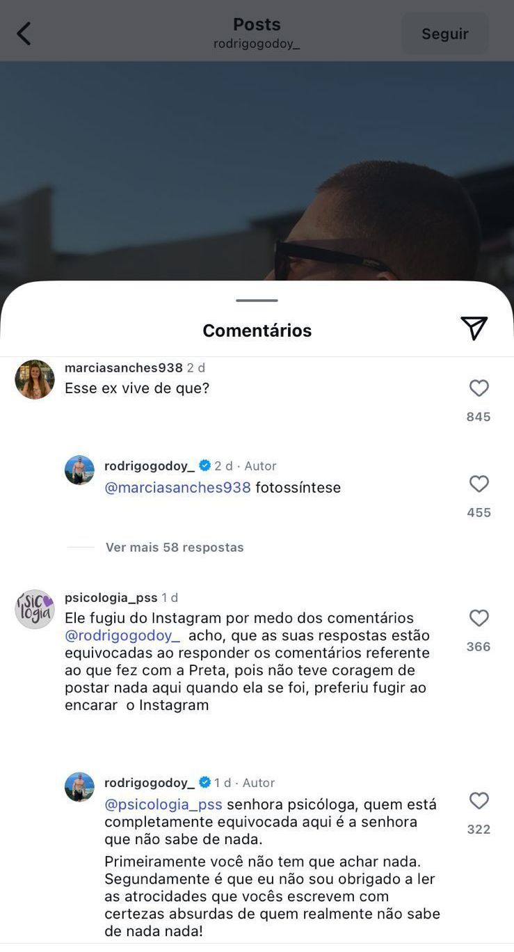 Ex-marido de Preta Gil rebate críticas após publicação no Instagram • Instagram/Rodrigo Godoy