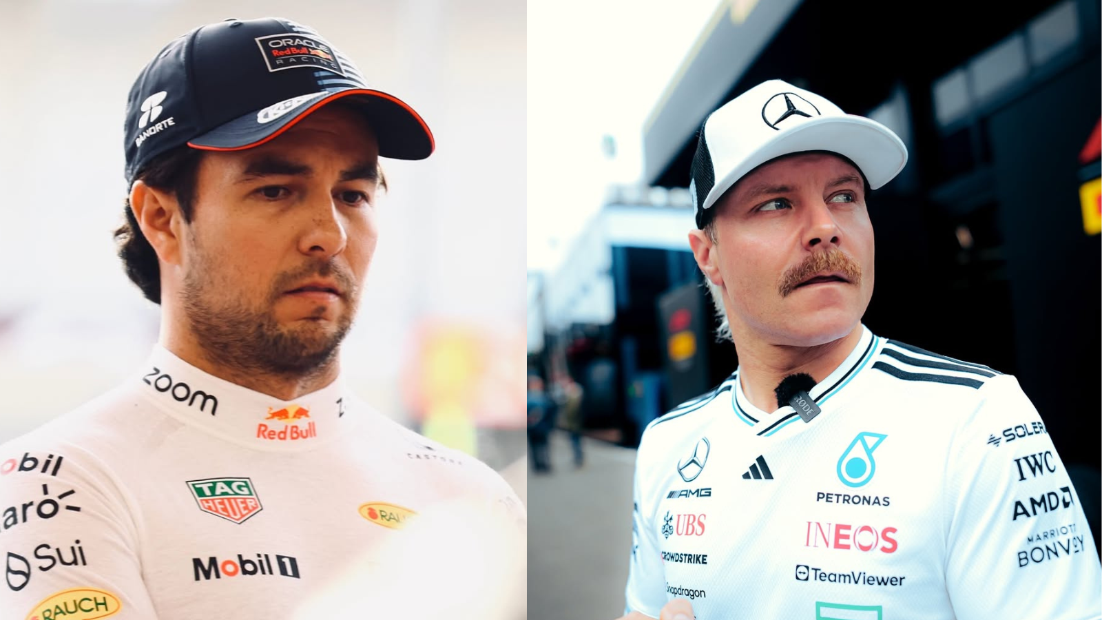 Os pilotos Sergio Pérez (à esquerda) e Valtteri Bottas (à direita)