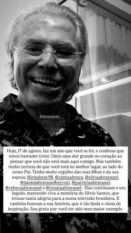 Cintia Abravanel recorda morte de Silvio Santos • Instagram/Cintia Abravanel
