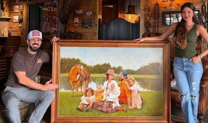 Sorocaba e Biah Rodrigues ganham pintura hiper-realista da família; veja