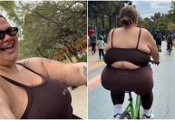 Thais Carla comemora conseguir andar de bicicleta após perder 52kg