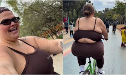 Thais Carla comemora conseguir andar de bicicleta após perder 52kg
