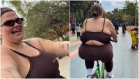 Thais Carla comemora conseguir andar de bicicleta após perder 52kg