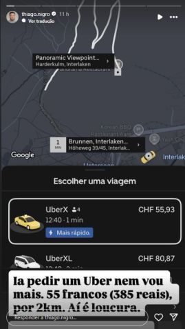 Thiago Nigro mostra valor de corrida na Suíça • Instagram/Thiago Nigro