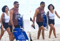 Paparazzo flagra Cauã Reymond e Bella Campos em gravação de "Vale Tudo"