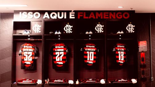 Vestiário do Flamengo antes de jogo contra o Grêmio