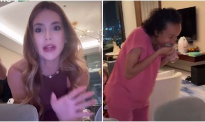 Virginia leva babás dos filhos para provar caviar em Dubai; assista