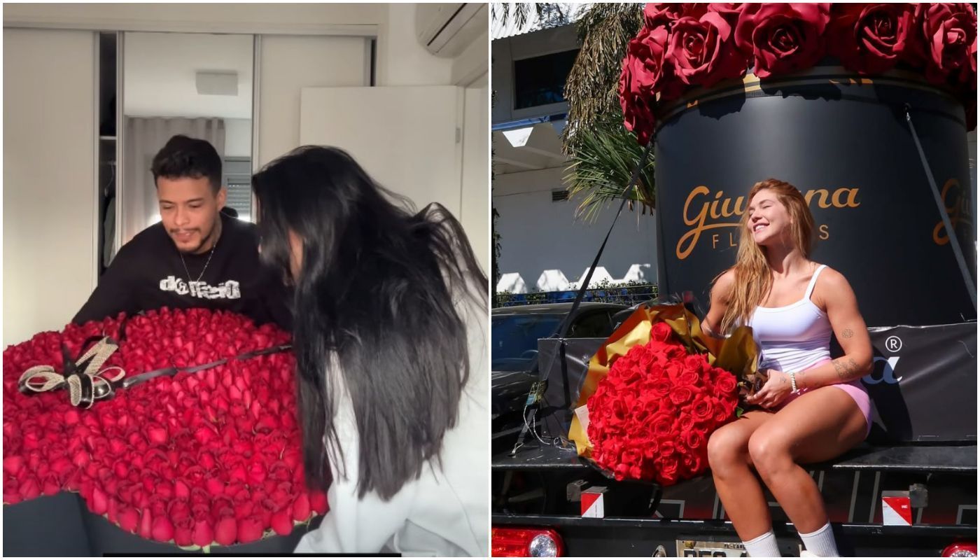 Felipe Amorim dá buquê à namorada após enviar caminhão de rosas à ...