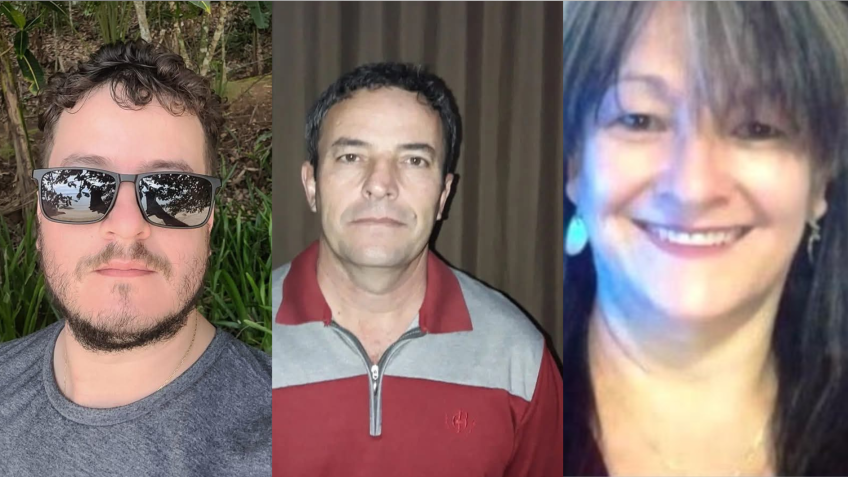 Médico veterinário Bruno Silva Dias, seu pai, Lucídio Francisco Dias, e sua mãe, Maria Aparecida da Silva Dias • Reprodução/Redes sociais