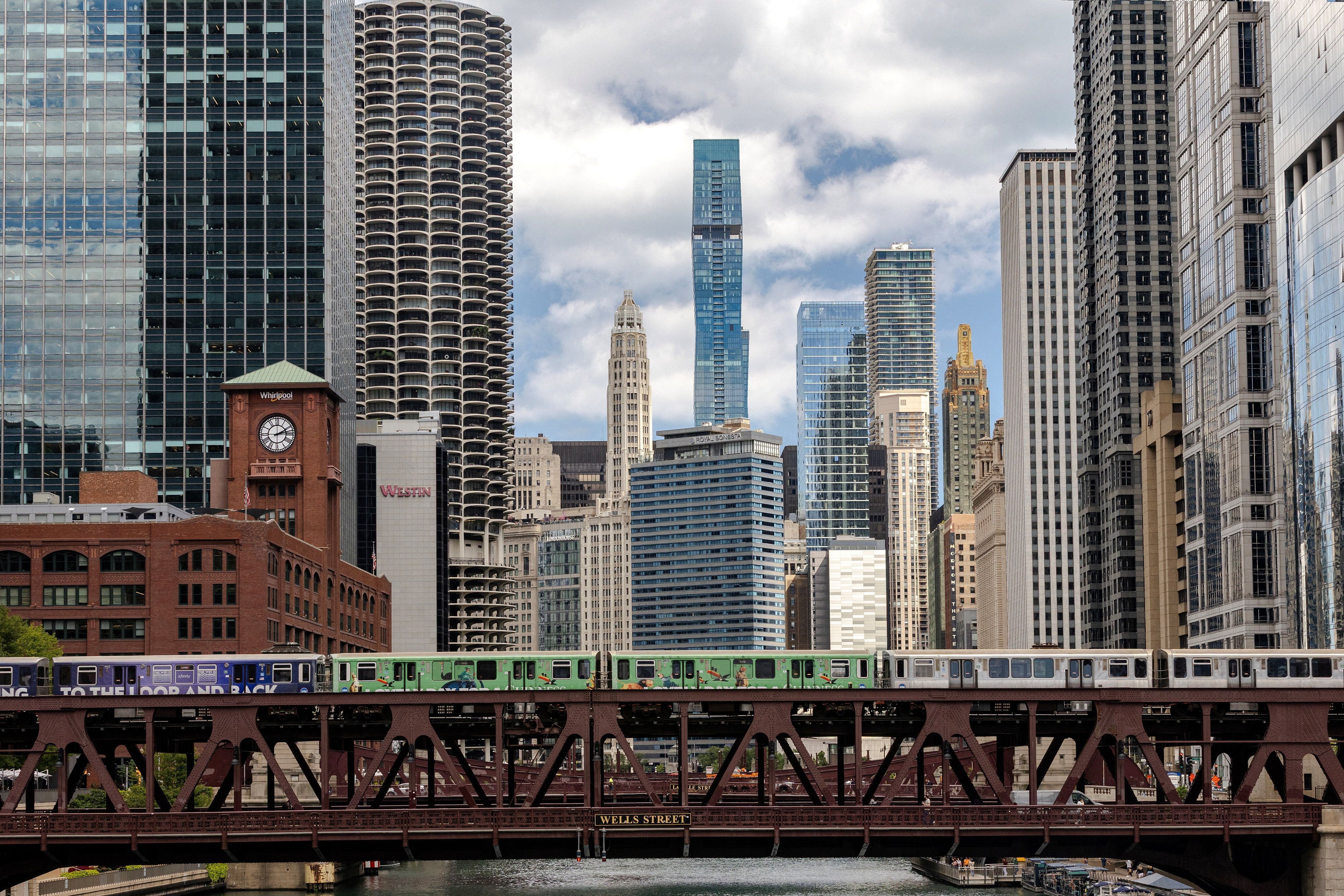 Ponte Wells Street em Chicago, Illinois, EUA