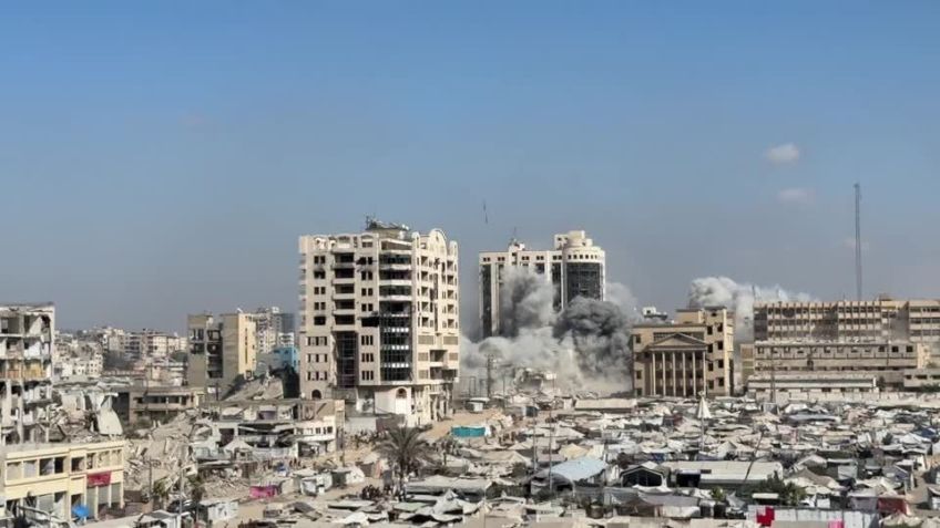 Prédio de vários andares na Cidade de Gaza desaba após ataques israelenses • REUTERS