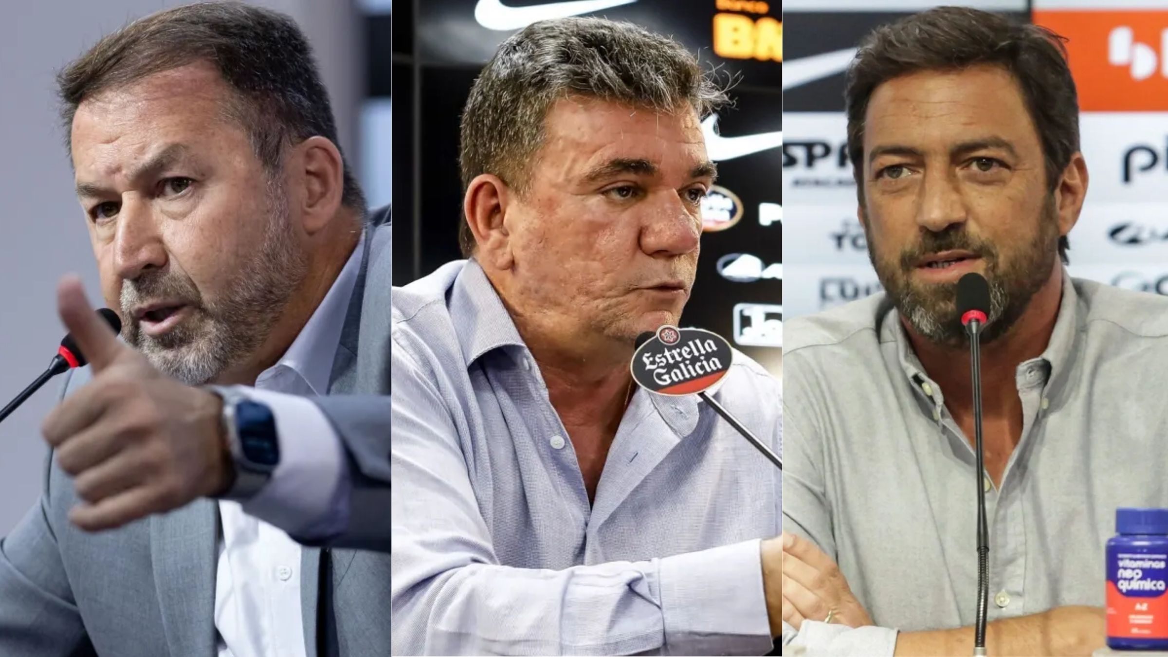Augusto Melo (esq.), Andres Sanchez (centro) e Duilio Monteiro (dir.), ex-presidentes do Corinthians
