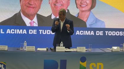 Presidente nacional do PL, Valdemar Costa Neto, durante evento partidário em São Paulo