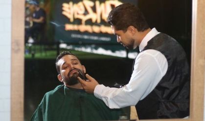 Barbearia em funcionamento no Allianz Parque