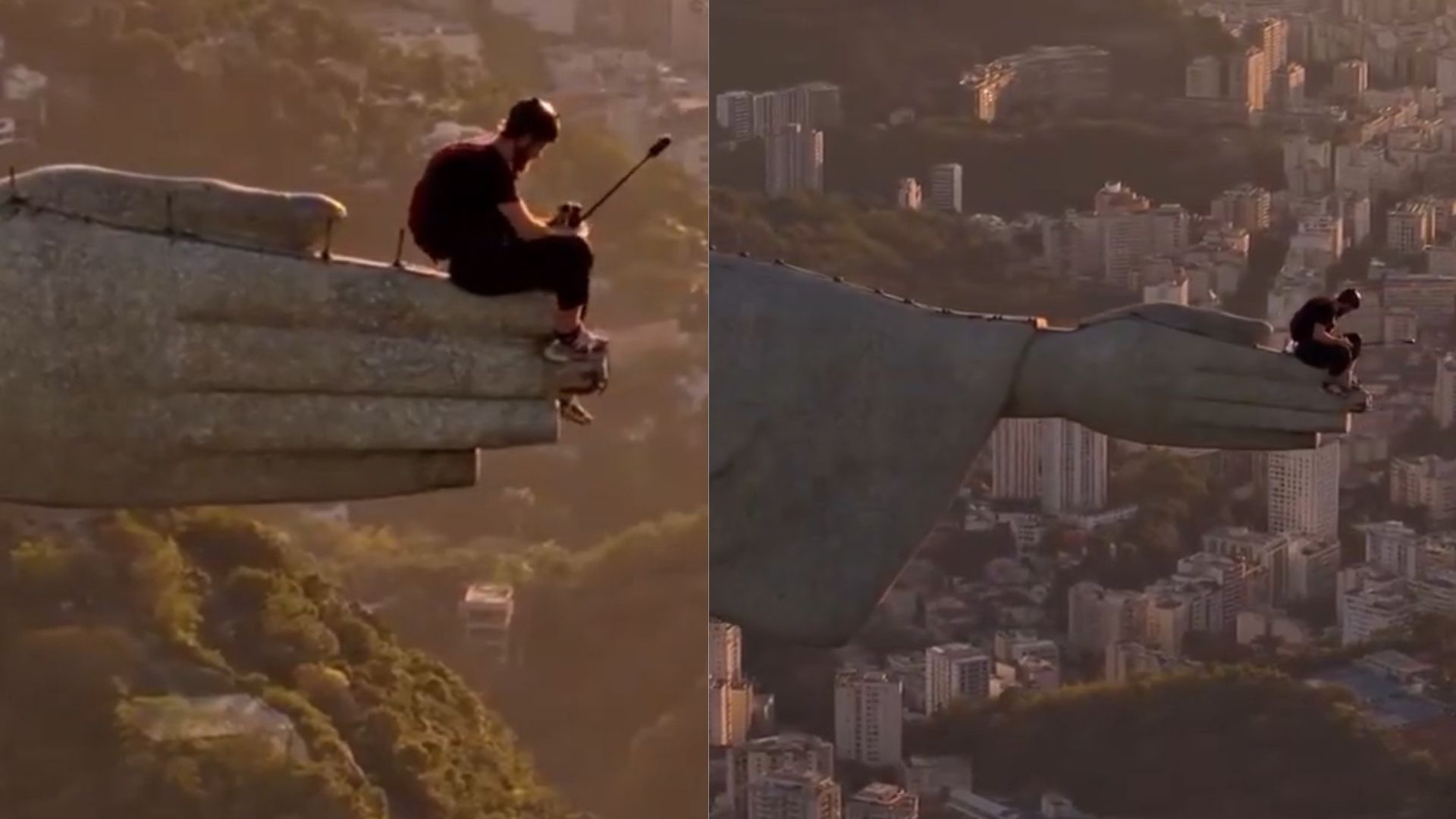 Vídeo: Homem salta da mão do Cristo Redentor no Rio; polícia investiga