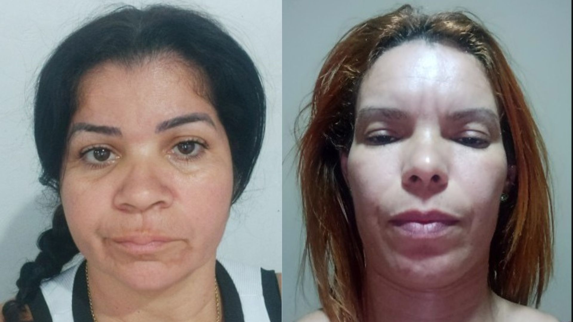 Alexandra de Souza Dias (à esquerda) e Fabiana Ferreira de Lima (à direita) foram reconhecidas pela vítima, segundo a polícia. • Reprodução
