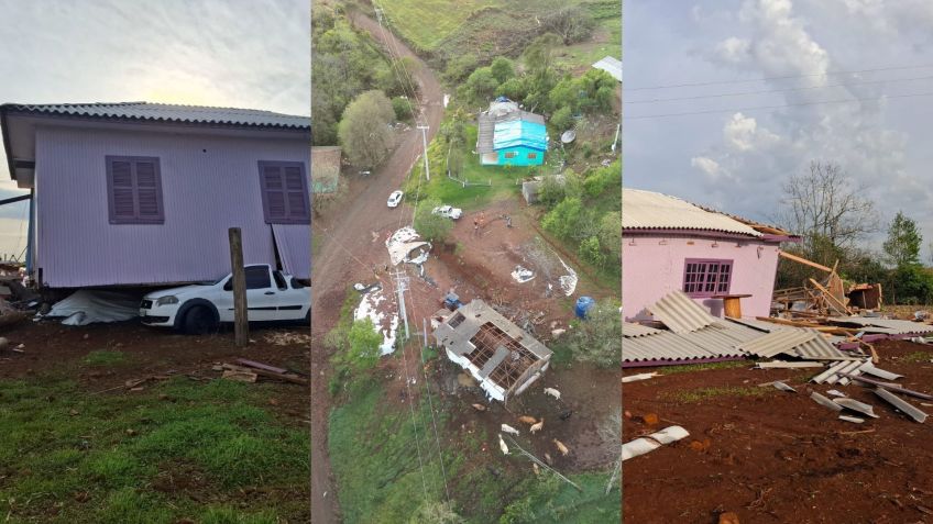 Destruição em Barra Bonita (SC) • Reprodução/Defesa Civil