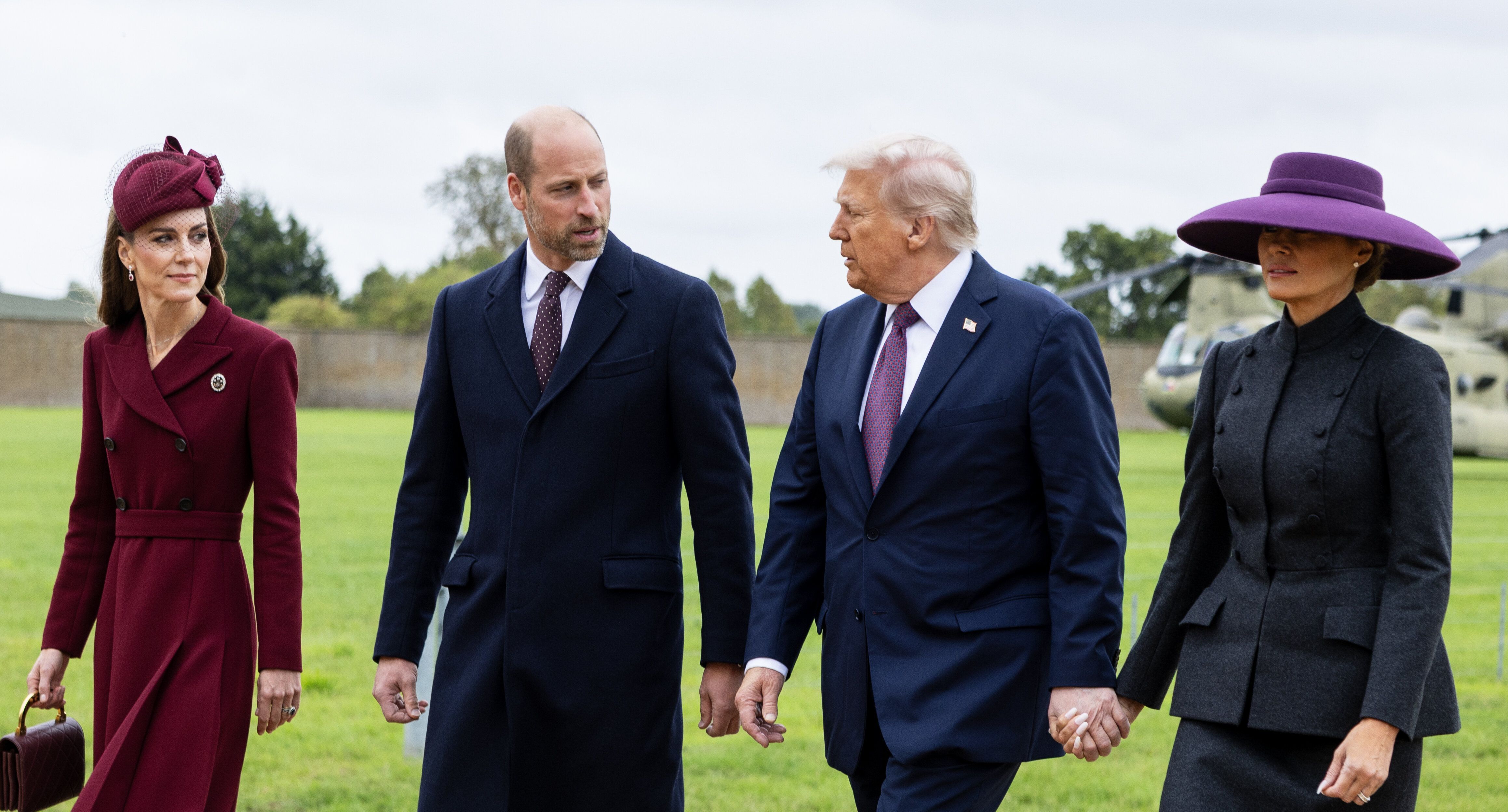 Kate Middleton e príncipe William chegam ao Castelo de Windsor com o presidente dos EUA, Donald Trump, e a primeira-dama, Melania Trump, em 17 de setembro de 2025, em Windsor, Inglaterra.