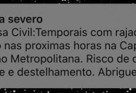 SP: Defesa Civil dispara alerta para temporais com rajadas de vento