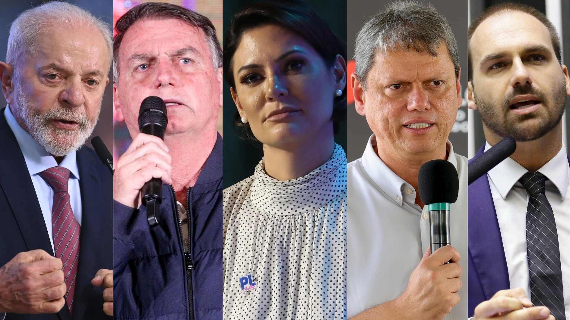 Lula, Bolsonaro, Michelle, Tarcísio e Eduardo