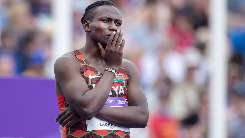 A queniana Maximila Imali se prepara para uma prova nos Jogos da Commonwealth, na Inglaterra, em 2022 • Tim Clayton/Corbis via Getty Images