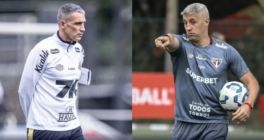 Os argentinos Vojvoda e Crespo, treinadores de Santos e São Paulo