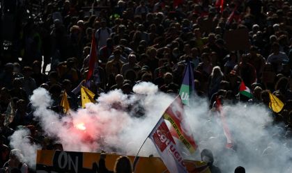 Protesto de trabalhadores franceses em Nantes