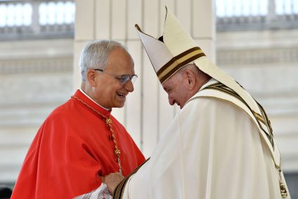 Papa Francisco nomeia como novo cardeal o prelado americano e prefeito do Dicastério para os Bispos, Robert Francis Prevost, durante o Consistório Ordinário Público para a Criação do novo Cardeal, na Praça de São Pedro, em 30 de setembro de 2023, na Cidade do Vaticano