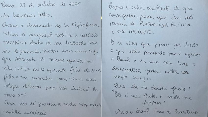A carta escrita pela deputada federal Carla Zambelli (PL-SP) •