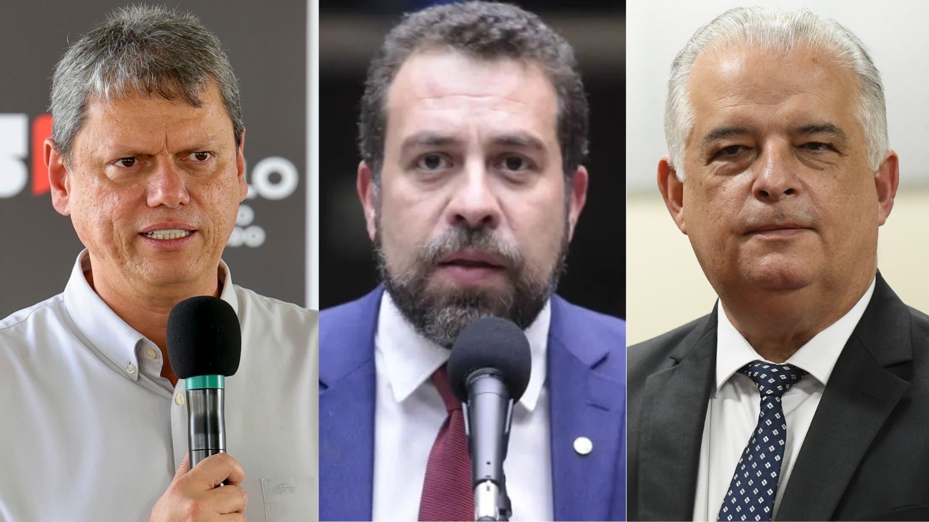 Tarcísio de Freitas, Guilherme Boulos e Márcio França