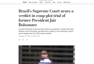 Imprensa internacional repercute voto de Moraes no julgamento de Bolsonaro