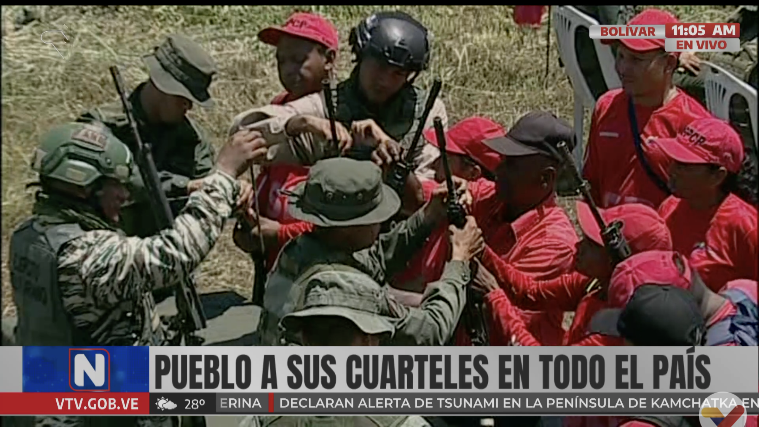 Emissora estatal da Venezuela transmite treinamento da milícia bolivariana para uso de armas