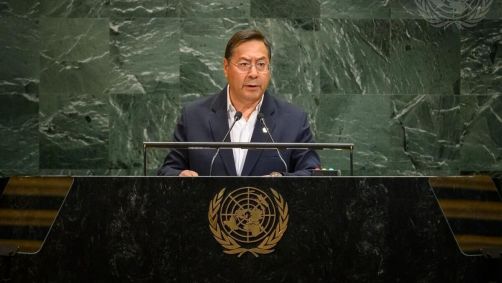 Luis Alberto Arce Catacora, Presidente Constitucional do Estado Plurinacional da Bolívia, discursa no debate geral da octogésima sessão da Assembleia Geral.