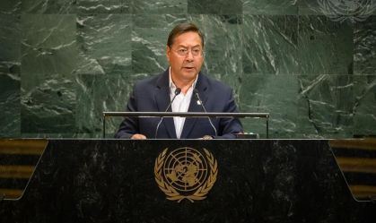 Luis Alberto Arce Catacora, Presidente Constitucional do Estado Plurinacional da Bolívia, discursa no debate geral da octogésima sessão da Assembleia Geral.