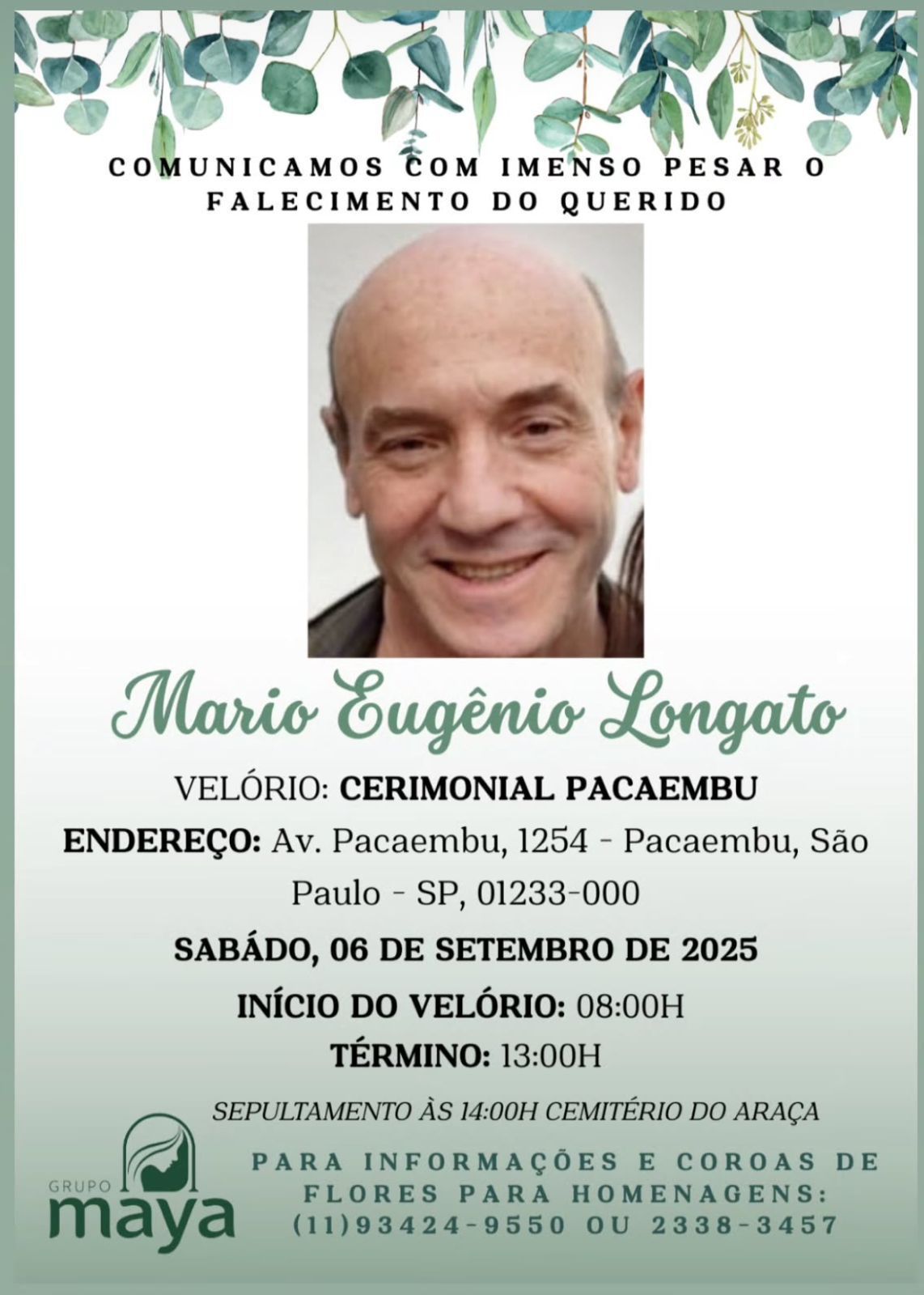 Velório de Mario Eugênio Longato • Reprodução