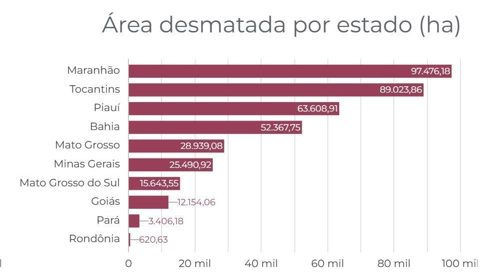 Estados que mais desmataram o bioma em 2025 • IPAM